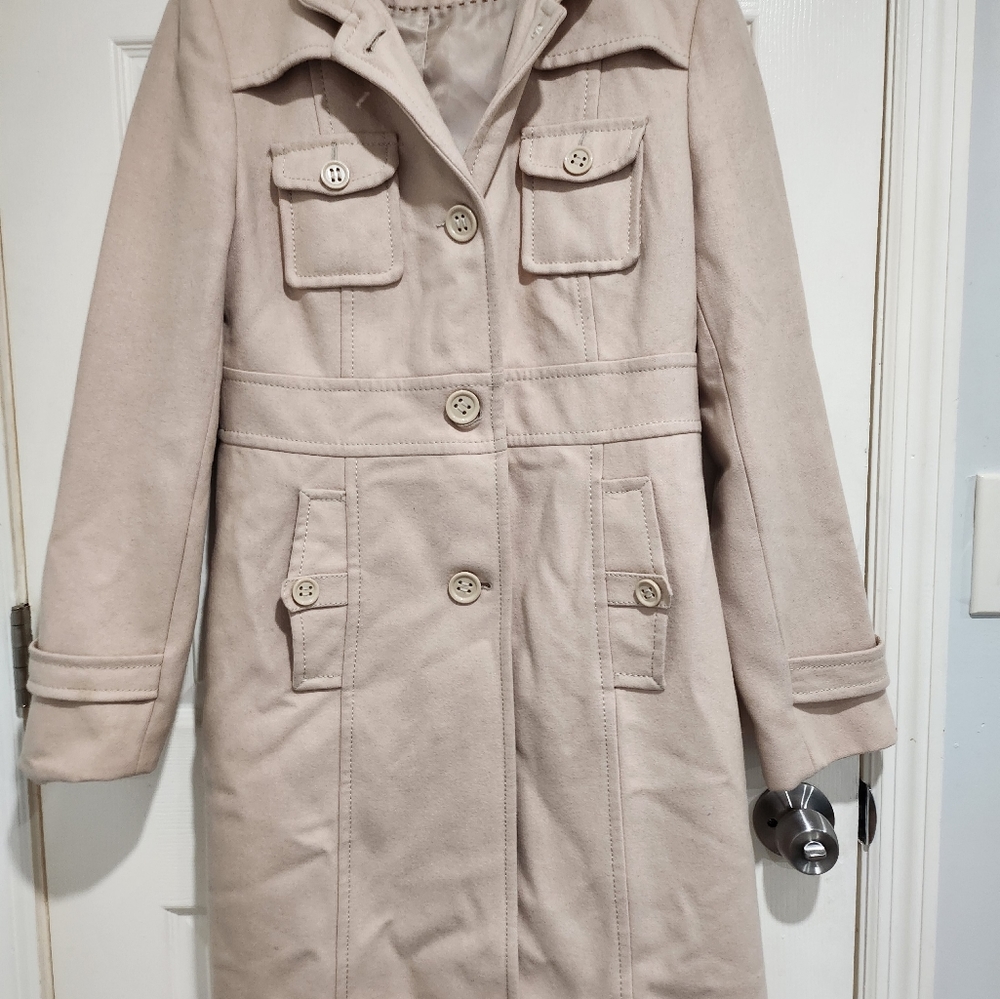 KENNETH COLE REACTION WOOL BLEND TRENCH  COAT, WOMEN'S SIZE 12, BEIGE